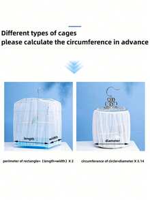 1pc Birdcage Cover, Splash-Proof Mesh Netting With Embroidered Patterns For Parakeet Cage - White - View 8