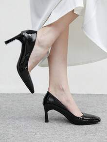 CUCCOO BIZCHIC Women's Fashion Versatile Commuting Minimalist Pointed Toe Pumps For Christmas - Black - View 2