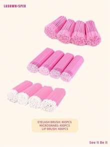 Eyelash Extension Brush Kit – Disposable Lash Spoolies, Micro Swabs, Lip Gloss Brushes 3-In-1 Set, 100/300/450/600/750/900pcs - Multicolor - View 18
