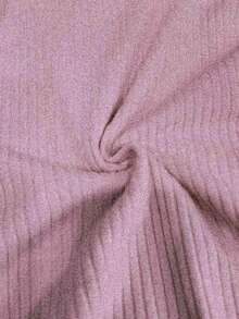 Resyla Autumn/Winter Ribbed Turtleneck Elegant Casual Knit T-Shirt, Minimalist Solid Color Knit Sweater - Pink - View 3
