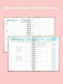 2026 Weekly & Monthly Planner, Jan 2026 - Dec 2026, Large 8.5" X 6.1" Spiral Bound Calendar, 70Sheets/140 Pages Thick Paper, Elastic Strap, Inner Pocket, Monthly Tabs, Dual Coil Binding, Durable Hardcover Notebook For Scheduling, Goal Setting, Notes, Academic & Office Organization, Floral & Animal Cover Designs - A5 - View 9