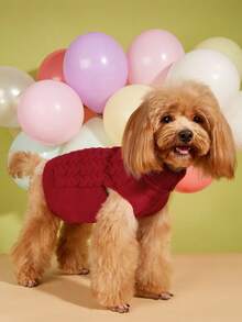 1pc Dachshund Sweater, Long Dog Sweater, Pet Clothing, Solid Color British Style Pet Sweater, Extended Pet Sweater, Minimalist Design, Couple/Best Friend Style, Suitable For Poodle, Basset Hound, Dachshund, Beagle, Corgi, Long Dogs, Cats - Burgundy - View 2