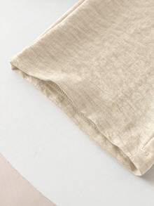 SHEIN Elladie kids 女童蓝色布艺抽绳腰带可爱3D蝴蝶结装饰休闲裤 - 卡其色 - 查看 7