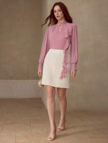 MOTF PREMIUM Blusa brillante rosa para mujer para citas y fiestas - Rosa - Ver 1