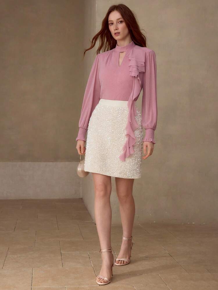 WOMEN'S SHINY PINK BLOUSE FOR DATE & PARTY