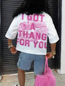 Rovax Áo thun tay ngắn in khẩu hiệu thường ngày dành cho nữ, mùa hè - Nhiều màu - Xem 4