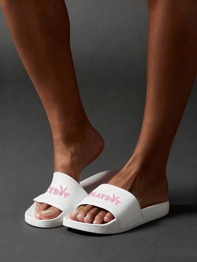 Missguided x Playboy Dép đi trong nhà trong nhà phòng ngủ giày dép thường ngày nhà hồ bơi vòi sen dép thoải mái chống nước có thêu logo