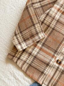 SHEIN Vintaside Kids Baby Boy Spring/Autumn Plaid Collar Long Sleeve Casual Fashionable Shirt Paired With Versatile Washed Denim Pants Set - Multicolor - View 7