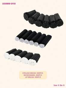 Eyelash Extension Brush Kit – Disposable Lash Spoolies, Micro Swabs, Lip Gloss Brushes 3-In-1 Set, 100/300/450/600/750/900pcs - Multicolor - View 23