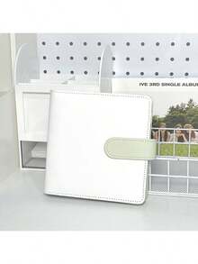 Sổ đựng bưu thiếp/thẻ ghim bìa cứng A5/A7 bằng chất liệu PU, màu trắng xanh lá cây, thích hợp cho năm học mới. - trắng - Xem 6