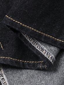 Dazy Plus 水洗黑色牛仔收腰衬衫式短款牛仔上衣长袖外套，春秋季 - 黑色 - 查看 9