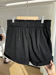 Comfortcana Plus Fold Pleated Slant Pocket Corduroy Shorts - Black - View 6