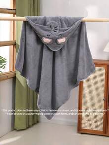 Pet Hooded Bath Towel 1pc - Super Absorbent Quick-Dry Dog & Cat Bath Robe, Soft Coral Fleece, Cartoon Design, Cozy Drying Towel For Pets