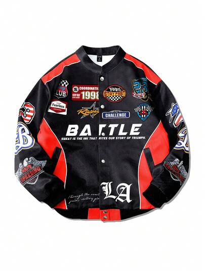 Veste de sport à manches longues avec imprimé couleur contrastée pour hommes