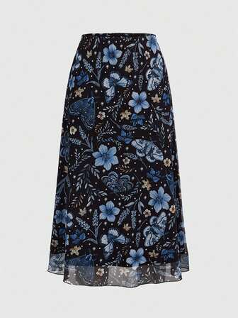 Fairycore Jupe mini punk évasée pour femmes avec imprimé gothique sombre de chauve-souris, crâne, lune et citrouille