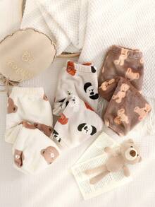 SHEIN 3pcs Set Baby Boy & Baby Girls' Plaid Multicolor Warm Pants, Suitable For In Autumn/Winter - Multicolor - View 8
