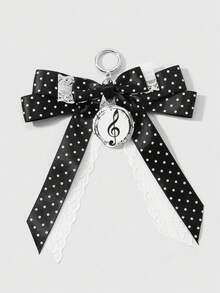 ROMWE Kawaii 1个哥特风蕾丝蝴蝶结星星链泰迪熊爱心钥匙扣，暗黑系可爱风配饰，适合女性和女孩，日常佩戴或作为情人节、万圣节等节日礼物 - 黑白色-12 - 查看 9