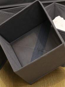 Bộ hộp đựng đồ nhiều món - Hộp đựng đồ lót gấp gọn, Bộ hộp đựng quần áo, Hộp đựng bìa cứng có khóa kéo đáy, Hộp đựng đồ tối giản màu trơn cho điều khiển từ xa phòng khách, Đồ lót & nội y phòng ngủ, Đồ dùng phòng tắm khác, Đồ trang trí nhà cửa, Đồ trang trí phòng ngủ, Hộp đựng đồ tối giản phong cách với nhiều kích cỡ cho các vật dụng khác nhau - Màu xám đen - Xem 2