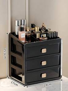 Multi-Size Makeup Storage Box, Black Drawer-Type Cosmetic Organizer Cabinet, Large Capacity Beauty Product Case For Skincare & Makeup Collection - Multicolor - View 6