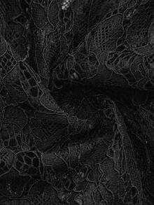 lacRébo 浪漫修身黑色薄纱蕾丝上衣，立领设计，传统性感青蛙扣，长袖蕾丝上衣，法式巴黎风情，尽显优雅气质。 - 黑色 - 查看 9