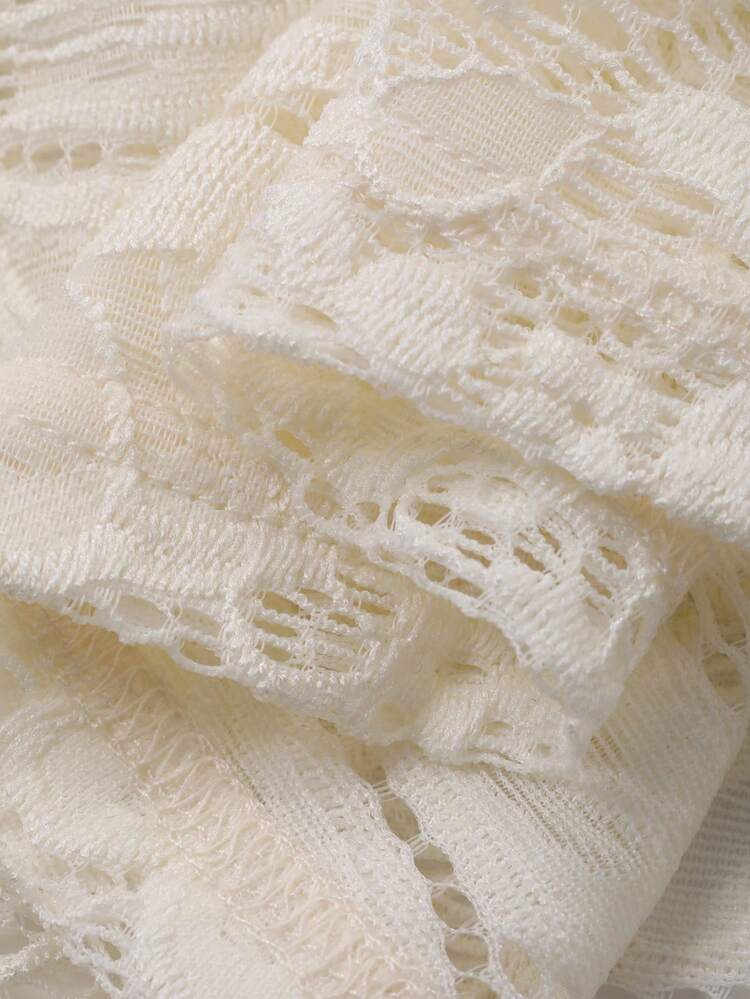Dazy Plus Elastic Lace Sheer Sexy Lingerie Midi Nightgown