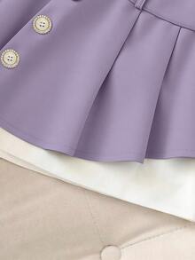 Chiquease 新款夏季高腰显瘦撞色纽扣A字短裤 - 紫色 - 查看 6