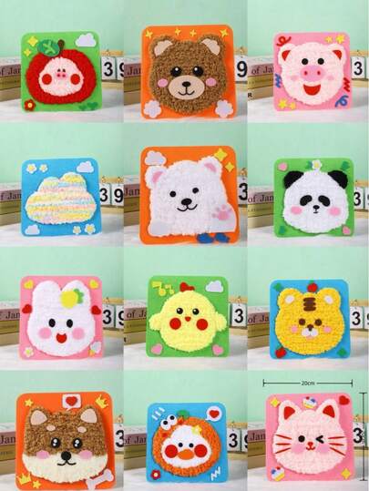 1/3/12件装，多种动物款式可选，适合初学者的DIY动物主题缝纫套装 - 四合一工具及材料套装，创意手工玩偶及装饰品制作套装