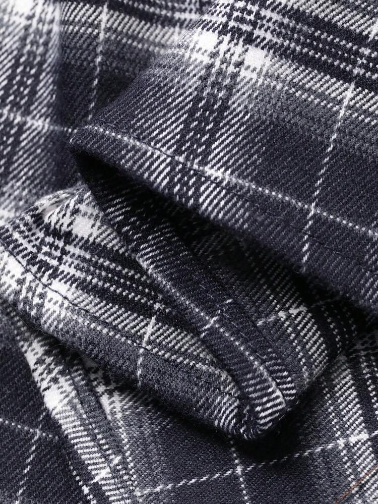 Women's Long Sleeve Single-Breasted Pocket Denim Shirt And Plaid Mini Skirt Casual Suit