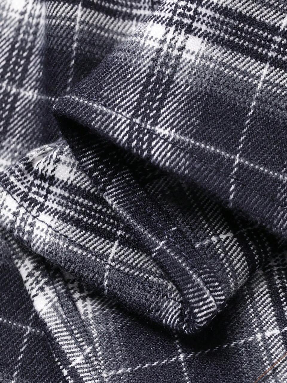 Women's Long Sleeve Single-Breasted Pocket Denim Shirt And Plaid Mini Skirt Casual Suit