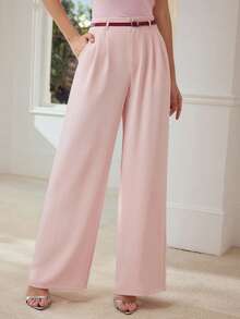 MOTF PREMIUM PLEATED WIDE LEG LOOSE SUIT PANTS - Baby Pink - View 3