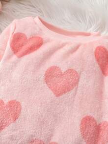 Babygirl Cute Fluffy Pattern Long Sleeve Loungewear Set, Casual For Autumn/Winter - Multicolor - View 4