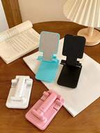 SHEIN 1 件可折叠桌面手机支架 - 可调节高度和角度，适用于所有智能手机的通用手机支架，便携式旅行和办公必需品，防滑硅胶底座，免提观看视频通话、流媒体、阅读 - 节省空间的桌面整理器