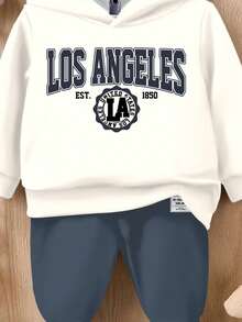 SHEIN Ensemble sweat-shirt à capuche tricoté doux, style décontracté minimaliste, mode classique, style mignon de dessin animé, style preppy, style sportif, ample et confortable, convient pour l'automne/l'hiver - Multicolore - Voir 4