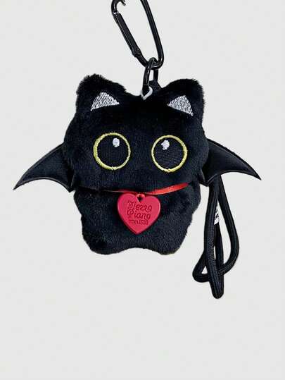 Kawaii 1pc Black Vintage Punk Style Plush Jingle Bell Black Cat Multi-Functional Accessory Keychain, Suitable For Bags, Pants, Daily Wear, Campus, Shopping, Dates, Etc.