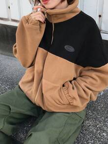 FRIFUL 女士休闲宽松拉链长袖保暖外套，秋冬女式大衣 - 卡其色 - 查看 5