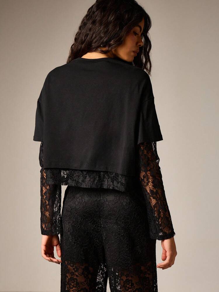 Double Layer Lace Detail Top