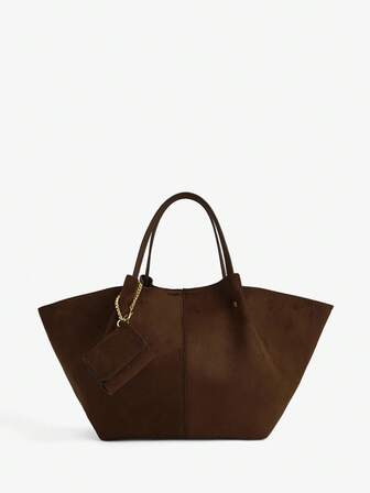 Maija Ladies, Women Top Handle Bags,Suede, Fashionable, Elegant , Simple, Personalized, Versatile, Classic, For Commute, Office,Date, Daily,Shopping, Afternoon Tea, Bag Charm Decoration(Can Put Headphones)