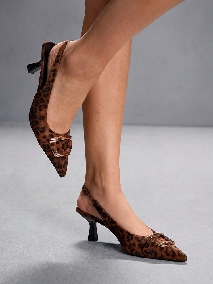 CUCCOO SZL Leopard Print Fashionable Versatile Elegant Commuting High Heels For Christmas - Multicolor - View 9