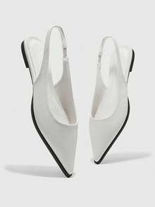 CUCCOO BIZCHIC Women's Pointed Toe Flat White Backless Comfortable Minimalist Slingback Flats, Versatile For Commuting And Daily Wear For Christmas