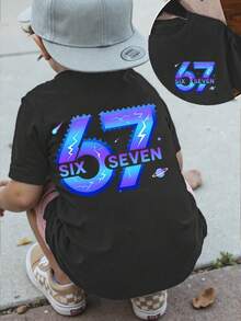 男童棉质套头短袖T恤 - 黑色 - 查看 3