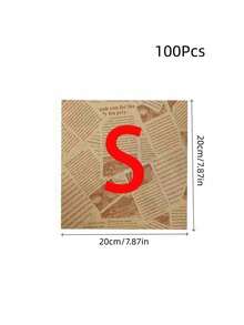 50/100pcs Sandwich Packaging Paper(The Product Pattern Is Random), Tray Pad Paper, Food Basket Liner, Oil Proof Packaging, Bakery Bread Pad Paper, Bakery Tray Pad Paper, Table Pad Paper, Kitchen Accessories, Kitchen Tools, Oil Proof Tools, Picnic Packaging Paper - Brown - View 6