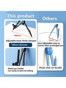 1 pieza Juego de compás de lápiz mecánico 2B, se adapta a bolígrafo/lápiz automático, kit de herramientas de dibujo y diseño para exámenes, de vuelta a la escuela