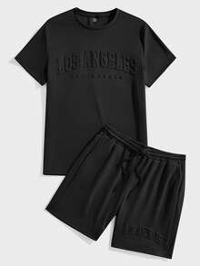 Manfinity Joysei Bộ áo phông và quần short tay ngắn màu đen cỡ tiêu chuẩn dành cho nam - màu đen - Xem 4