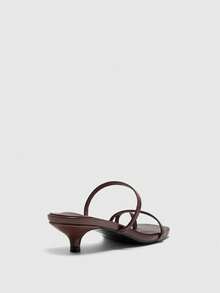 CUCCOO BIZCHIC Women's Square Toe Fashion Daily Wear Versatile Stiletto Slide Sandals - Brown - View 4