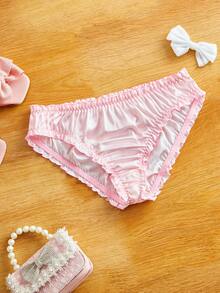 FairyFlirt 女士荷叶边天使印花粉色时尚舒适比基尼内裤 - 粉色 - 查看 7