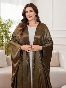 Al Najma Abaya elegante y lujosa de talla grande para mujer, en color dorado árabe - Dorado - Ver 1