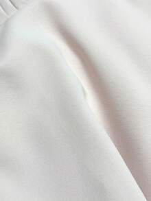 Franclia Đầm voan tay ngắn xếp ly cổ tròn cổ chữ V đính ngọc trai thanh lịch dành cho nữ, thích hợp mặc đi làm và mặc hàng ngày thanh lịch, mùa xuân/hè - Màu be - Xem 7