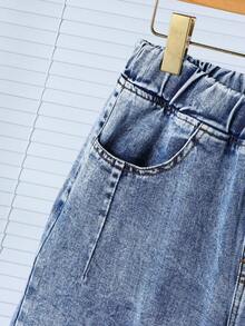 Quần jeans ống rộng dáng suông thoải mái, dễ phối đồ, phong cách Kawaii cho nữ tuổi teen, thích hợp cho mùa hè và sinh nhật. - Rửa nhẹ - Xem 5