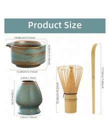 Juego de té de cerámica japonesa MYVIT, tazón de matcha, cuchara de matcha, cepillo de bambú, taza de té, taza de agua, espumador de café y leche - Talla única - Ver 10