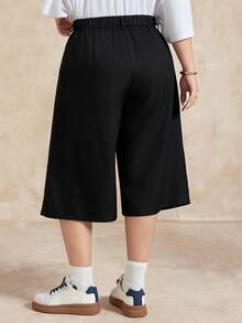 Dazy Plus Plus Size Women Casual Loose Bermuda Shorts, Solid Color, Spring/Summer - Black - View 2